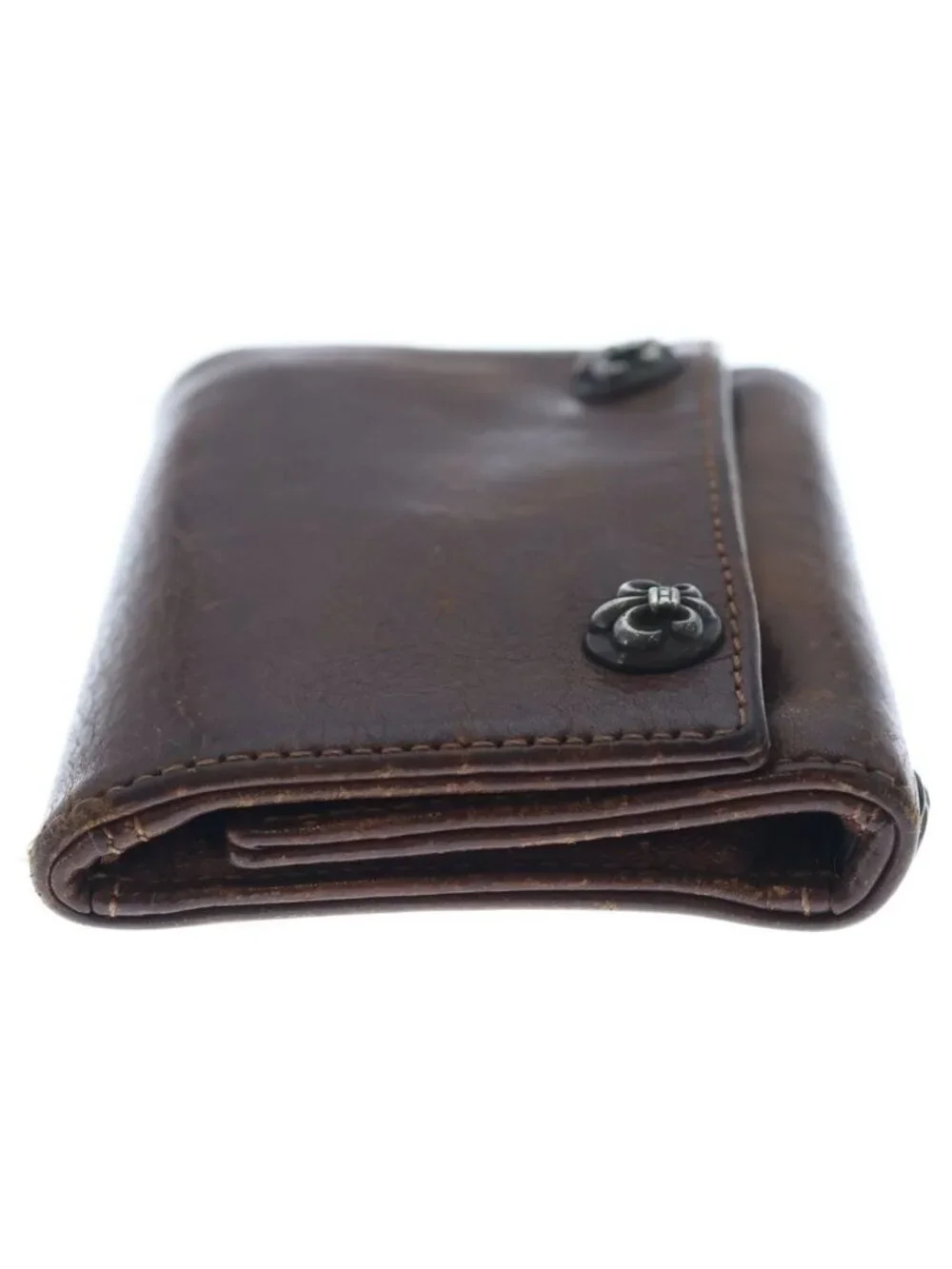 Chrome Hearts BS Flare Button Leather Wallet Brown
